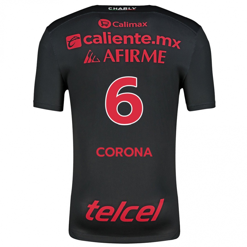 Kids Football Joe Corona #6 Black Red Home Jersey 2024/25 T-Shirt