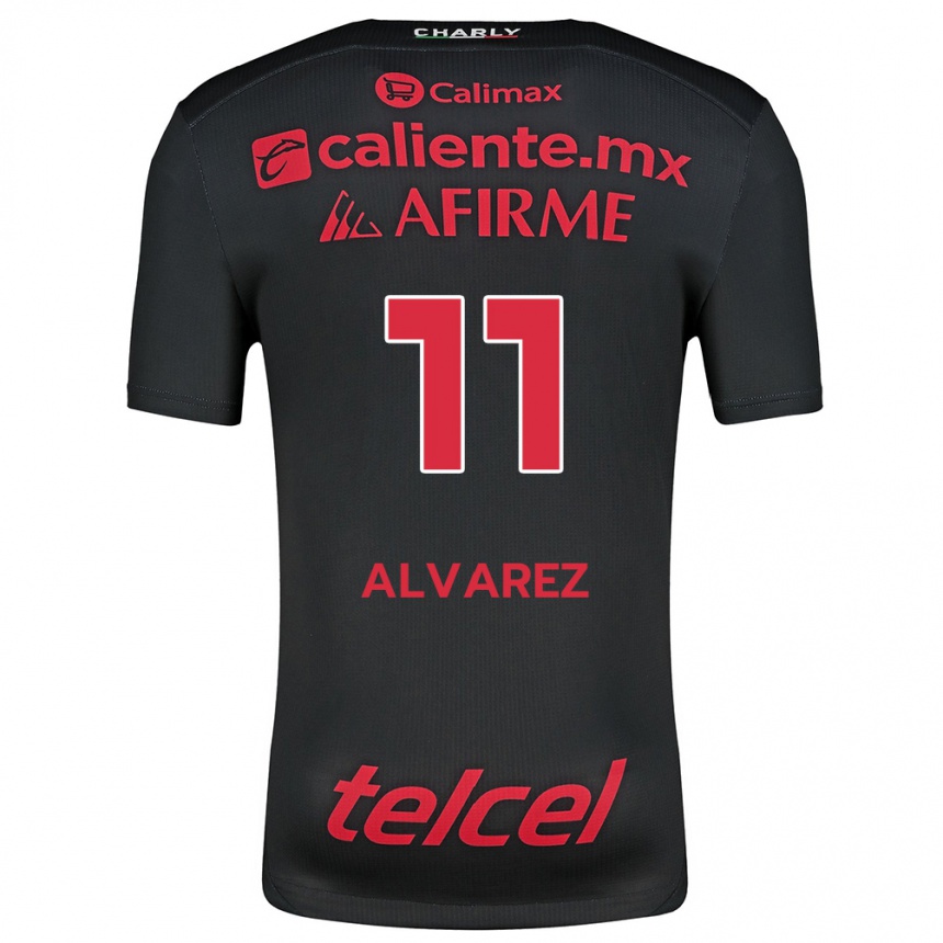 Kids Football Efraín Álvarez #11 Black Red Home Jersey 2024/25 T-Shirt