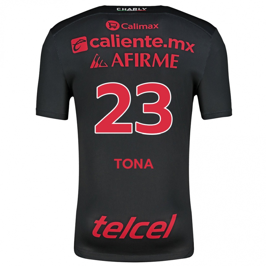 Kids Football Iván Tona #23 Black Red Home Jersey 2024/25 T-Shirt