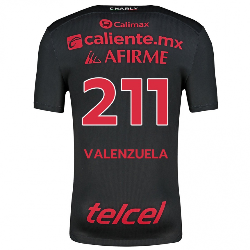 Kids Football Aldieri Valenzuela #211 Black Red Home Jersey 2024/25 T-Shirt