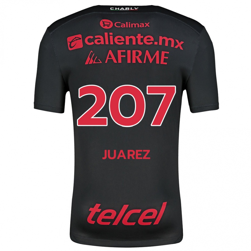 Kids Football José Juárez #207 Black Red Home Jersey 2024/25 T-Shirt