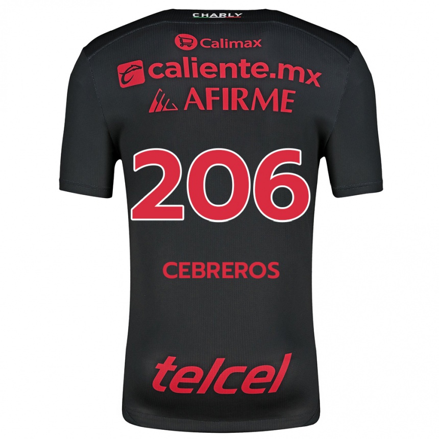 Kids Football Luis Cebreros #206 Black Red Home Jersey 2024/25 T-Shirt