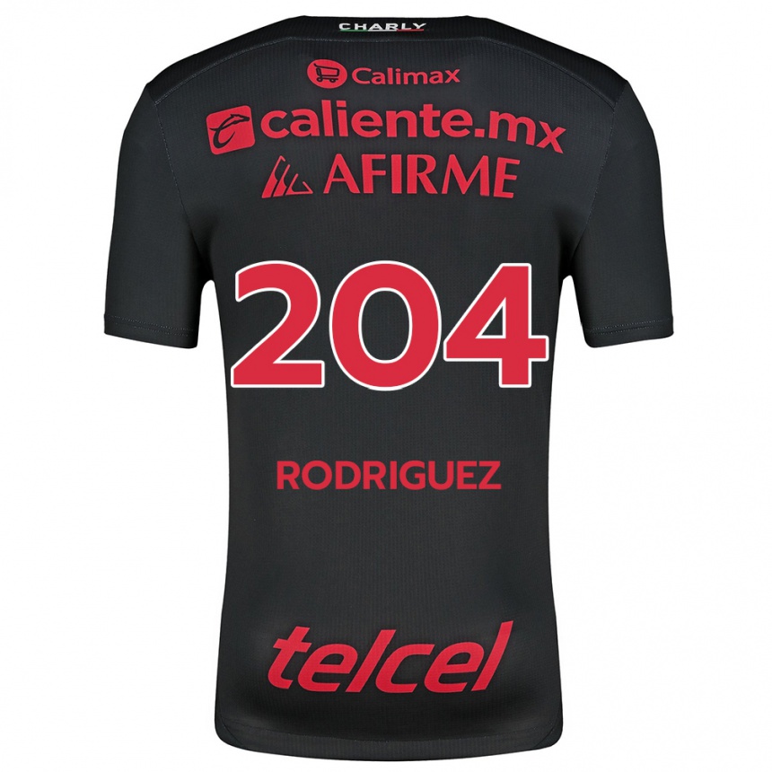 Kids Football Jesús Rodríguez #204 Black Red Home Jersey 2024/25 T-Shirt