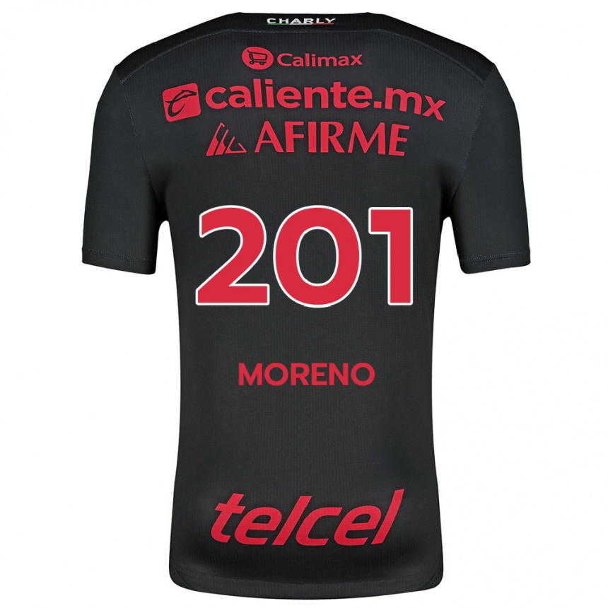 Kids Football Jesús Moreno #201 Black Red Home Jersey 2024/25 T-Shirt