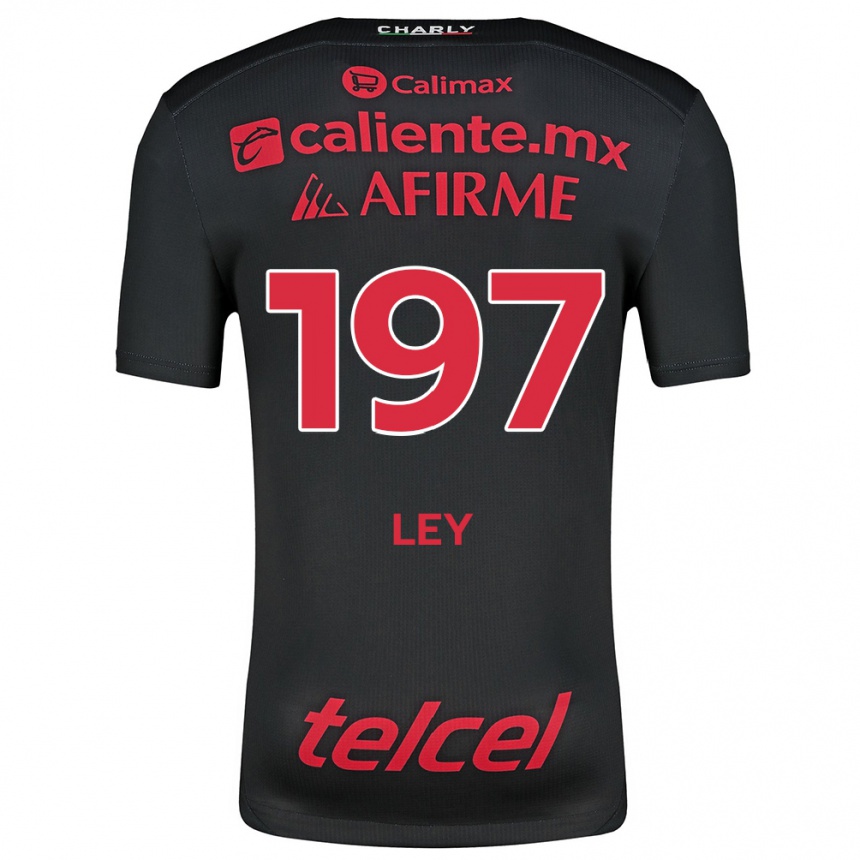 Kids Football Emanuel Ley #197 Black Red Home Jersey 2024/25 T-Shirt