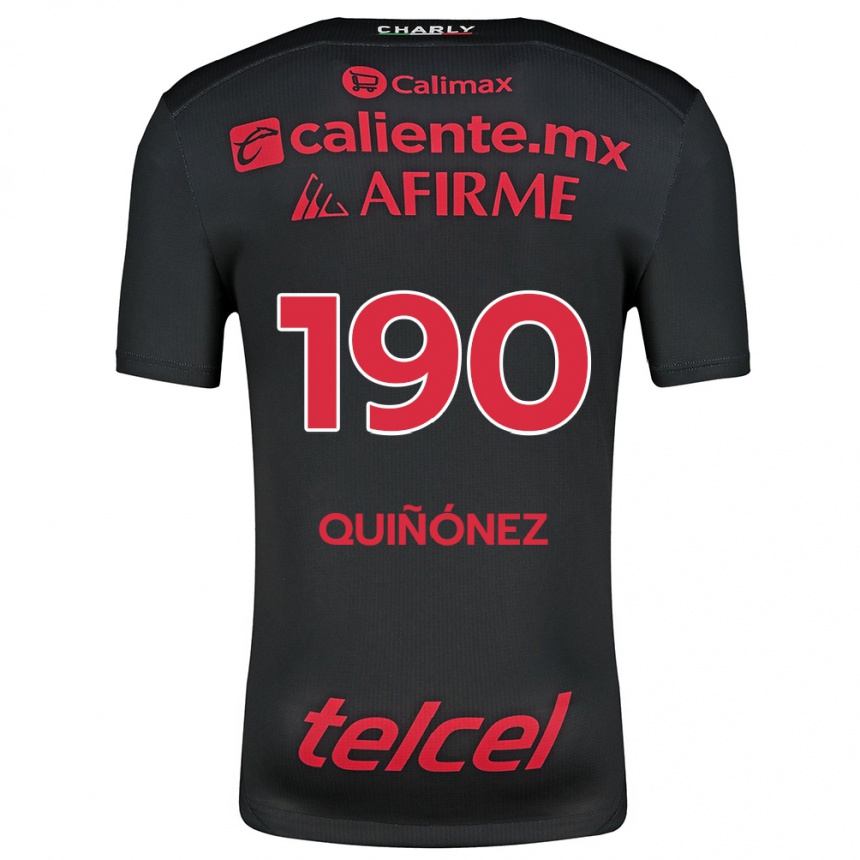 Kids Football Martín Quiñónez #190 Black Red Home Jersey 2024/25 T-Shirt