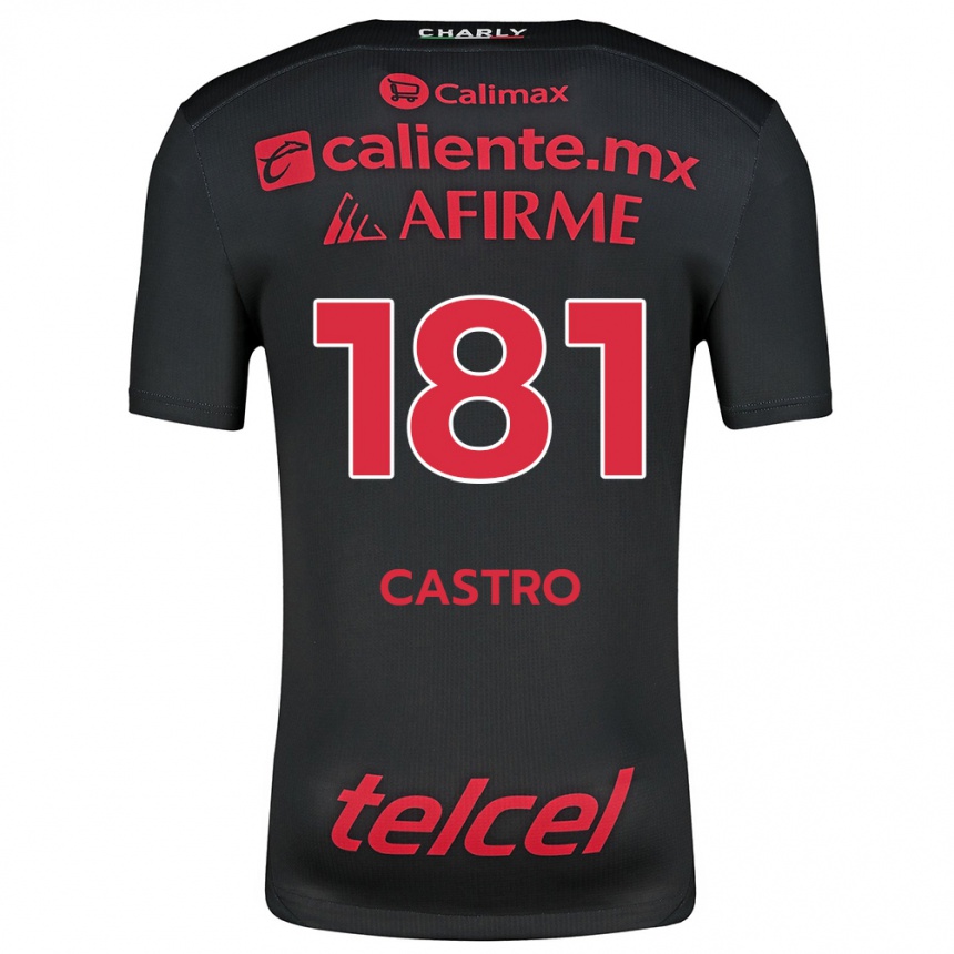 Kids Football José Castro #181 Black Red Home Jersey 2024/25 T-Shirt