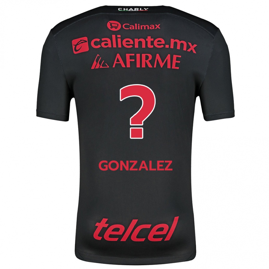 Kids Football Óscar González #0 Black Red Home Jersey 2024/25 T-Shirt