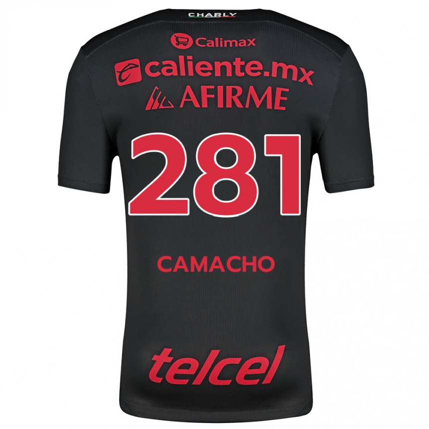 Kids Football Javier Camacho #281 Black Red Home Jersey 2024/25 T-Shirt