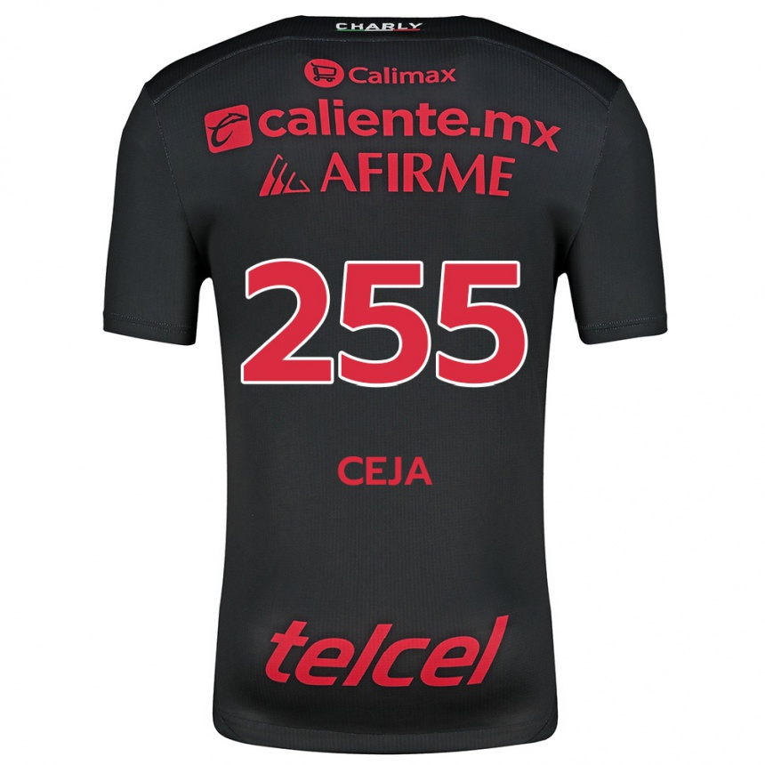 Kids Football Julio Ceja #255 Black Red Home Jersey 2024/25 T-Shirt