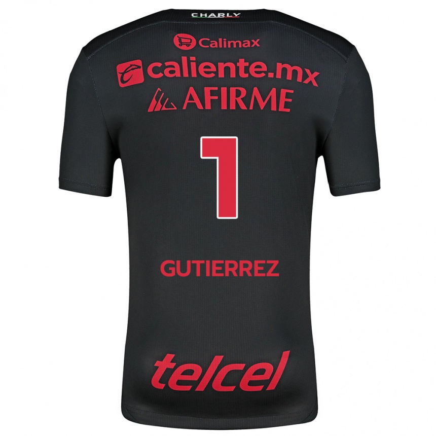 Kids Football Alejandra Gutiérrez #1 Black Red Home Jersey 2024/25 T-Shirt