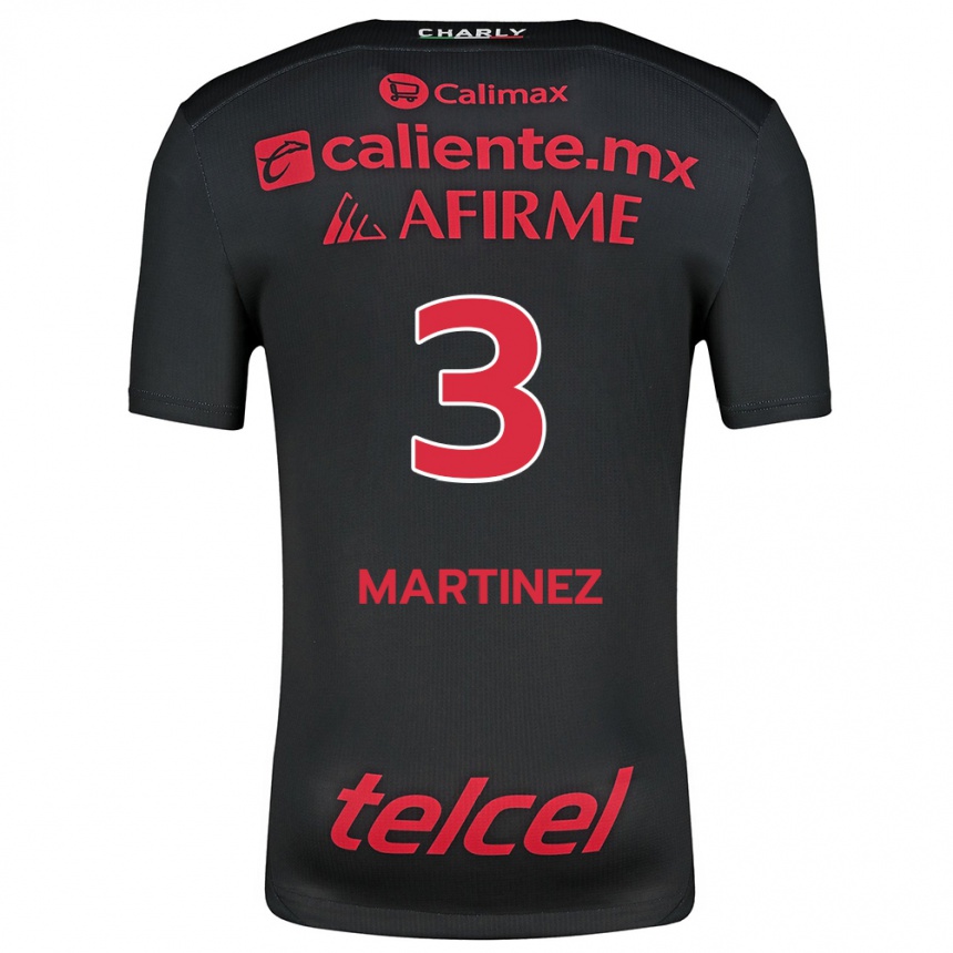 Kids Football Nathaly Martínez #3 Black Red Home Jersey 2024/25 T-Shirt