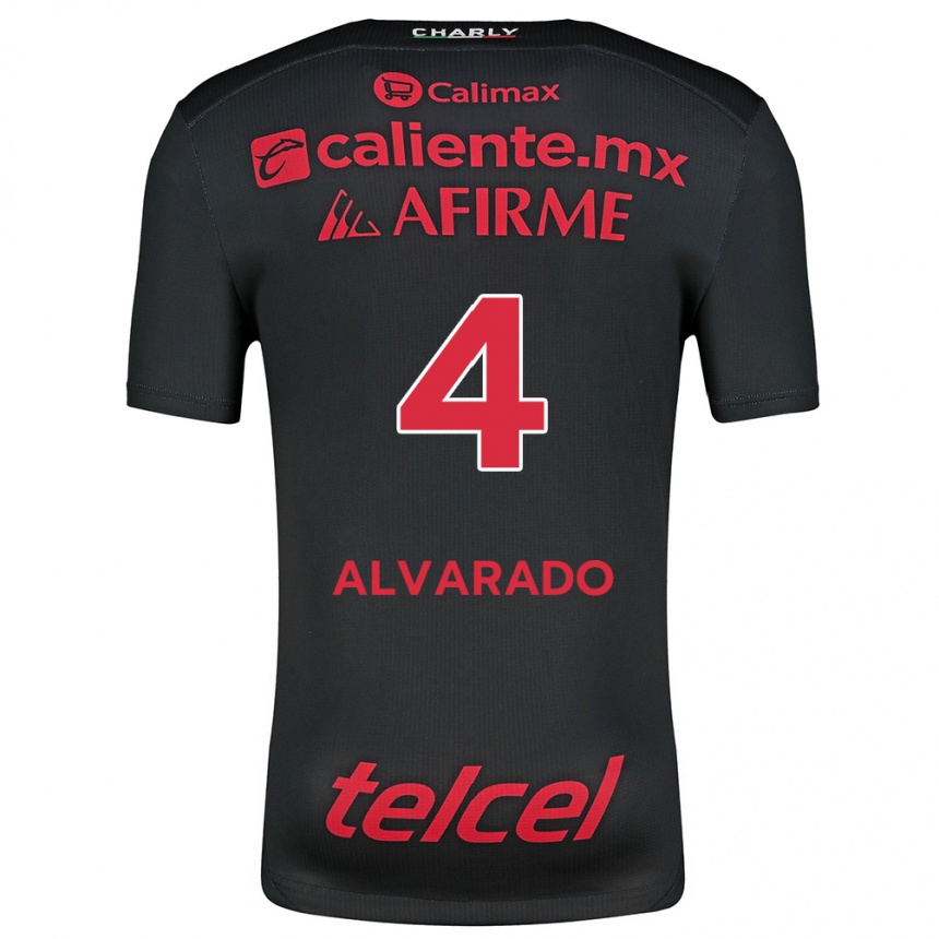 Kids Football Mónica Alvarado #4 Black Red Home Jersey 2024/25 T-Shirt