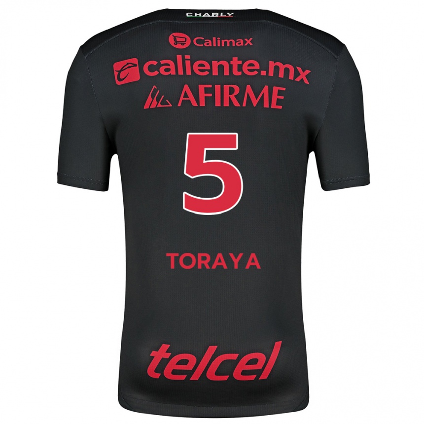 Kids Football Yadira Toraya #5 Black Red Home Jersey 2024/25 T-Shirt