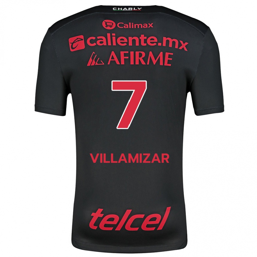 Kids Football Paola Villamizar #7 Black Red Home Jersey 2024/25 T-Shirt