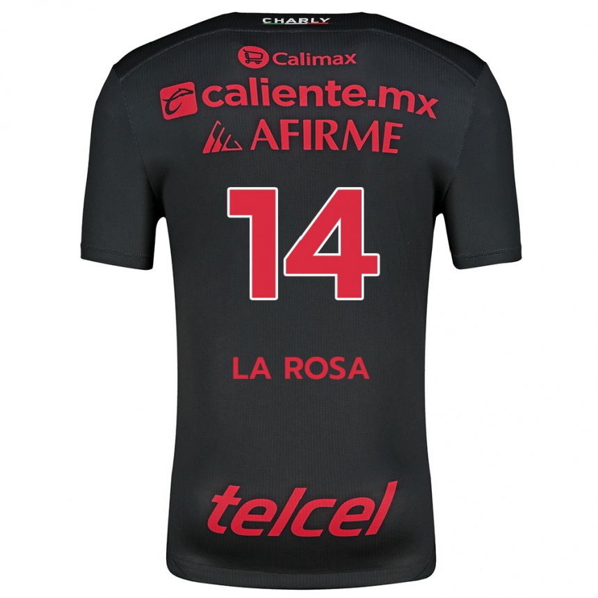 Kids Football Joselyn De La Rosa #14 Black Red Home Jersey 2024/25 T-Shirt