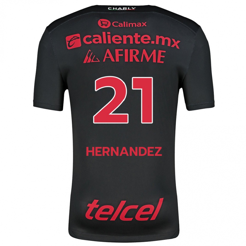 Kids Football Inglis Hernández #21 Black Red Home Jersey 2024/25 T-Shirt