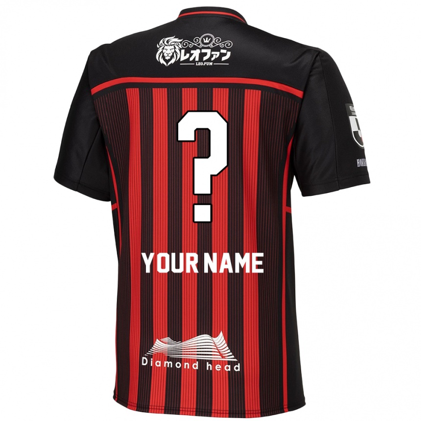 Kids Football Your Name #0 Red Black Home Jersey 2024/25 T-Shirt