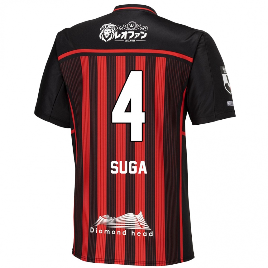 Kids Football Daiki Suga #4 Red Black Home Jersey 2024/25 T-Shirt