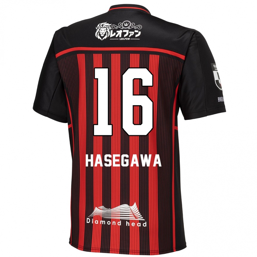 Kids Football Tatsuya Hasegawa #16 Red Black Home Jersey 2024/25 T-Shirt