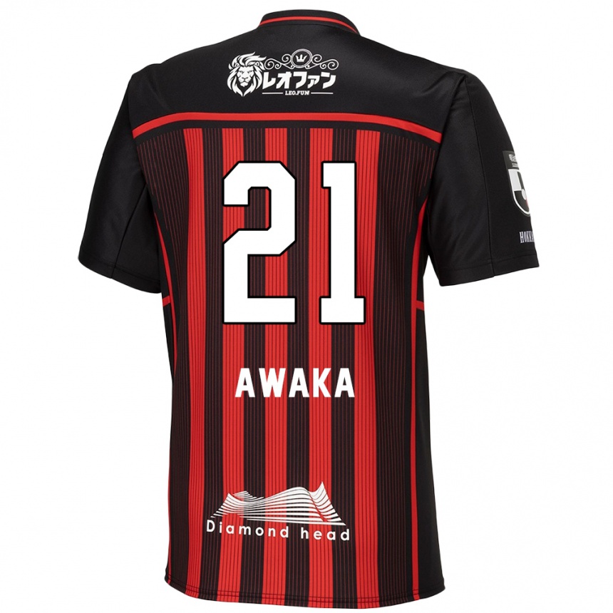 Kids Football Shunta Awaka #21 Red Black Home Jersey 2024/25 T-Shirt