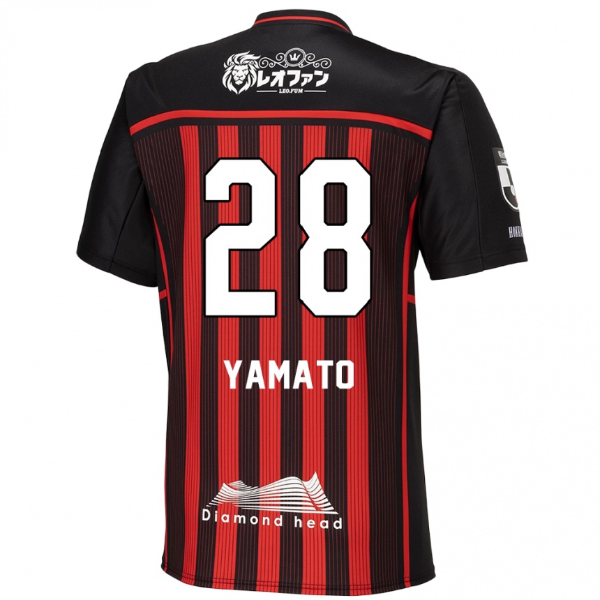 Kids Football Yamato Okada #28 Red Black Home Jersey 2024/25 T-Shirt