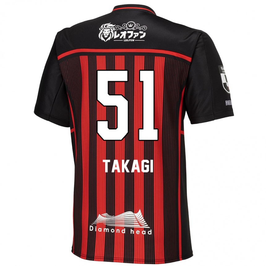 Kids Football Shun Takagi #51 Red Black Home Jersey 2024/25 T-Shirt