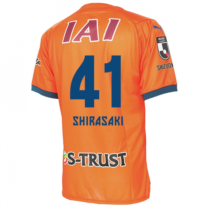 Kids Football Ryohei Shirasaki #41 Orange Blue Home Jersey 2024/25 T-Shirt