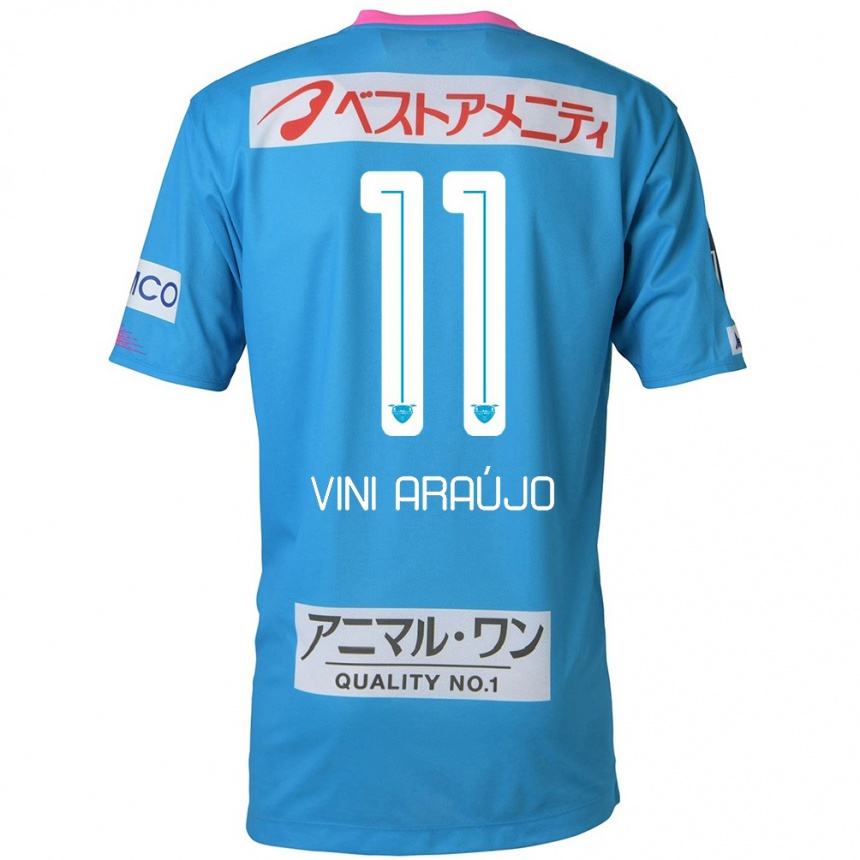 Kids Football Vinícius Araújo #11 Blue Pink Home Jersey 2024/25 T-Shirt