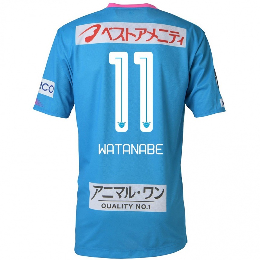 Kids Football Shion Watanabe #11 Blue Pink Home Jersey 2024/25 T-Shirt