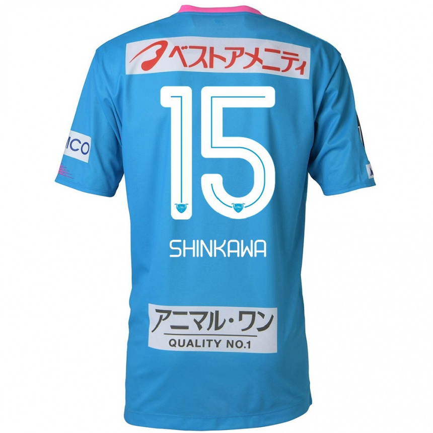 Kids Football Shion Shinkawa #15 Blue Pink Home Jersey 2024/25 T-Shirt