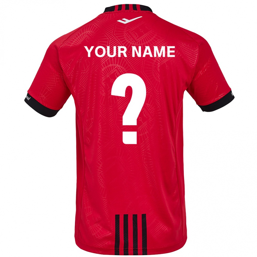 Kids Football Your Name #0 Red Black Home Jersey 2024/25 T-Shirt