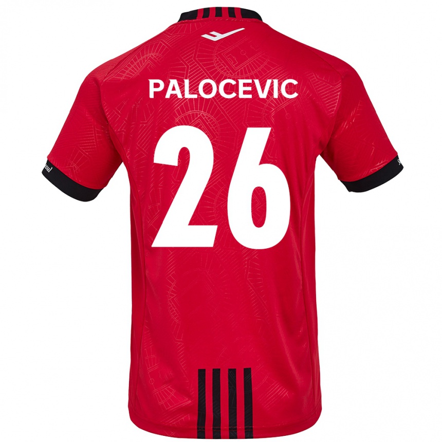 Kids Football Aleksandar Palocevic #26 Red Black Home Jersey 2024/25 T-Shirt