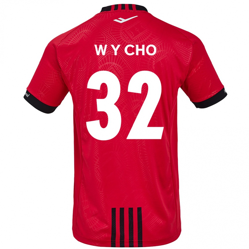 Kids Football Young-Wook Cho #32 Red Black Home Jersey 2024/25 T-Shirt