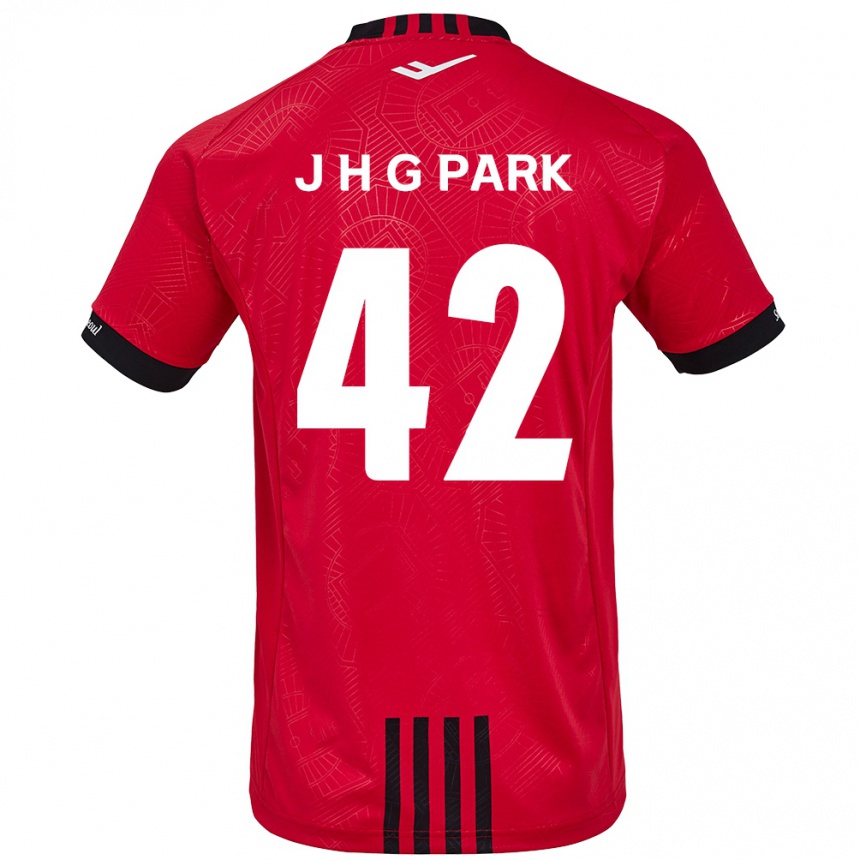 Kids Football Jang Han-Gyeol Park #42 Red Black Home Jersey 2024/25 T-Shirt