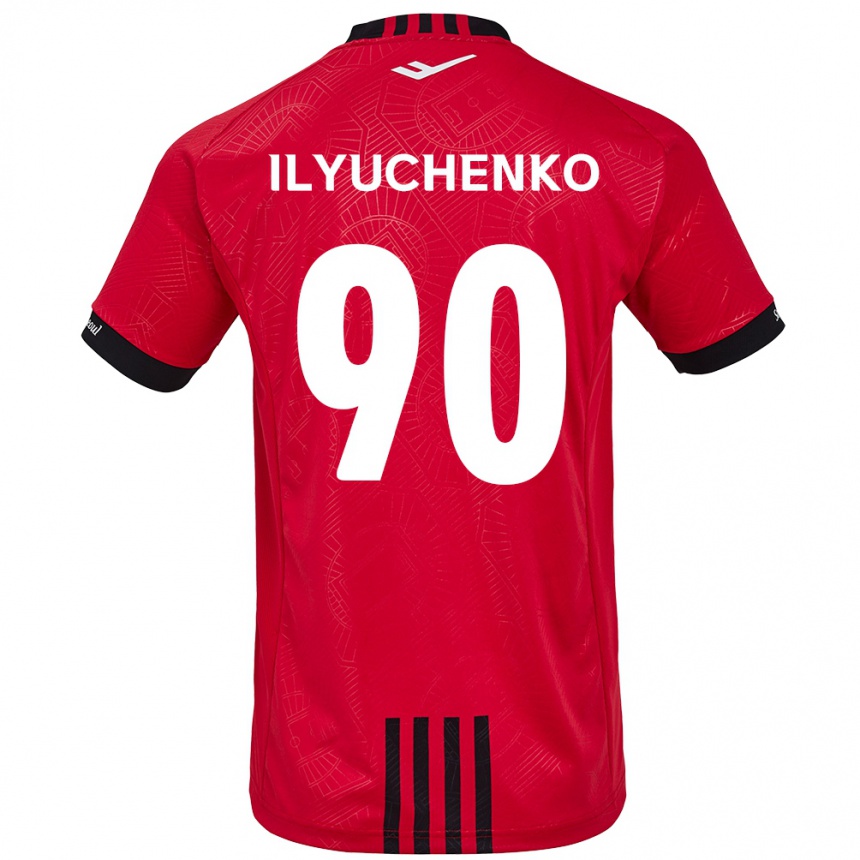 Kids Football Stanislav Ilyuchenko #90 Red Black Home Jersey 2024/25 T-Shirt