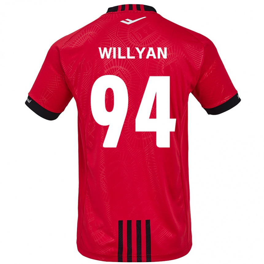 Kids Football Willyan #94 Red Black Home Jersey 2024/25 T-Shirt