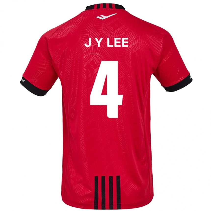 Kids Football Young-Jun Lee #4 Red Black Home Jersey 2024/25 T-Shirt