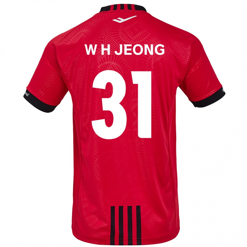 Kids Football Hyun-Woong Jeong #31 Red Black Home Jersey 2024/25 T-Shirt