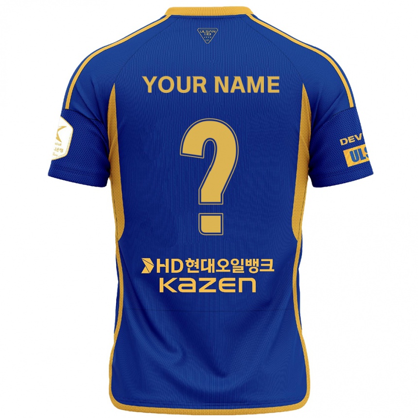 Kids Football Your Name #0 Blue Yellow Home Jersey 2024/25 T-Shirt