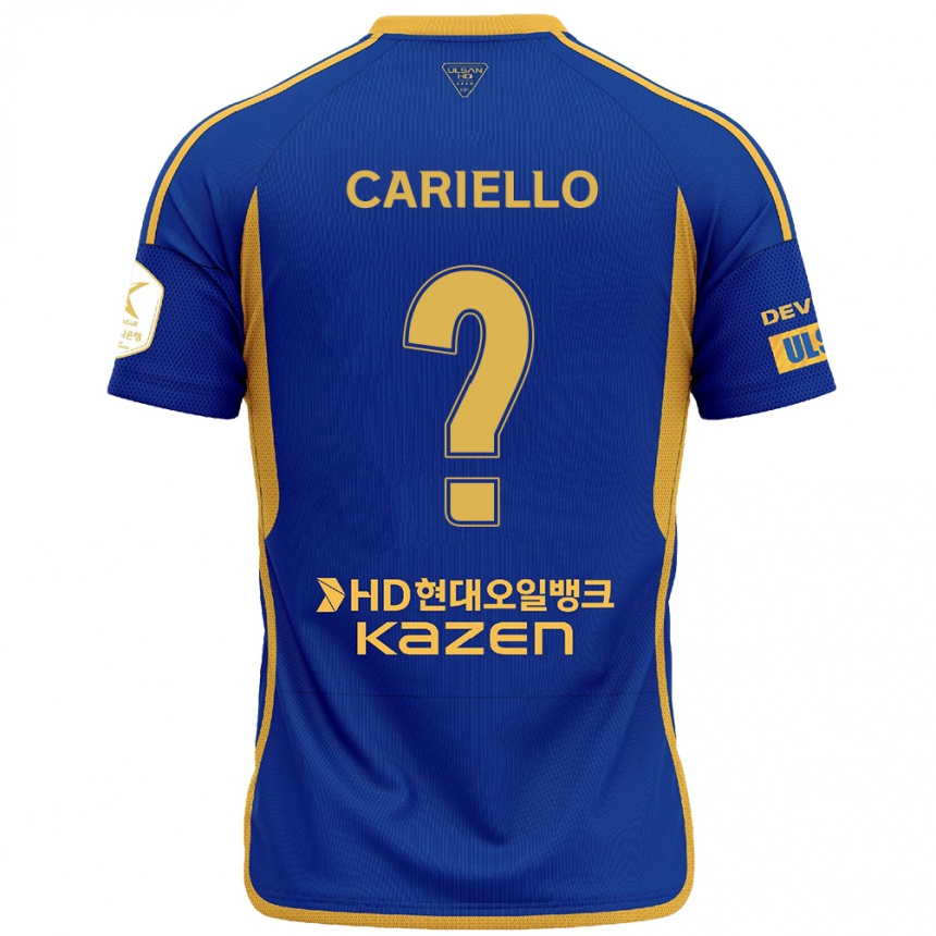 Kids Football Yago Cariello #0 Blue Yellow Home Jersey 2024/25 T-Shirt