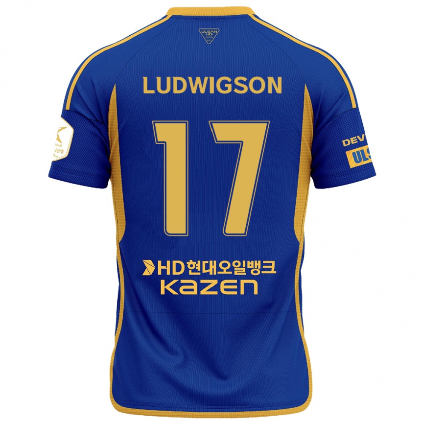 Kids Football Gustav Ludwigson #17 Blue Yellow Home Jersey 2024/25 T-Shirt