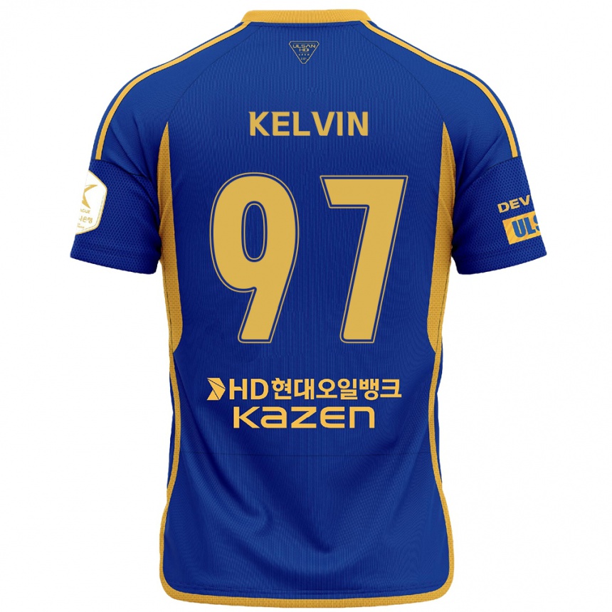 Kids Football Kelvin #97 Blue Yellow Home Jersey 2024/25 T-Shirt