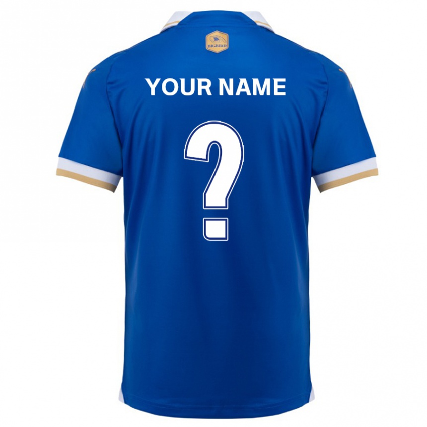 Kids Football Your Name #0 Blue White Home Jersey 2024/25 T-Shirt