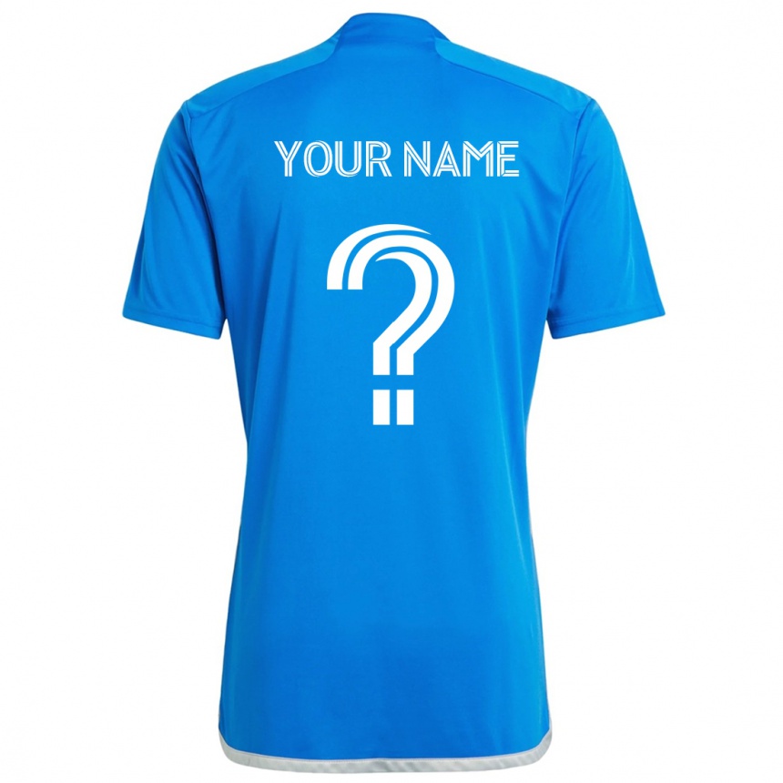 Kids Football Your Name #0 Blue White Home Jersey 2024/25 T-Shirt