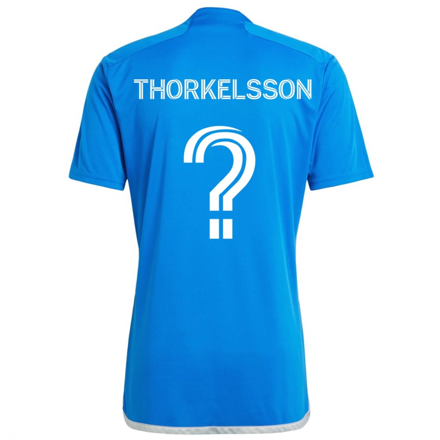 Kids Football Róbert Orri Thorkelsson #0 Blue White Home Jersey 2024/25 T-Shirt