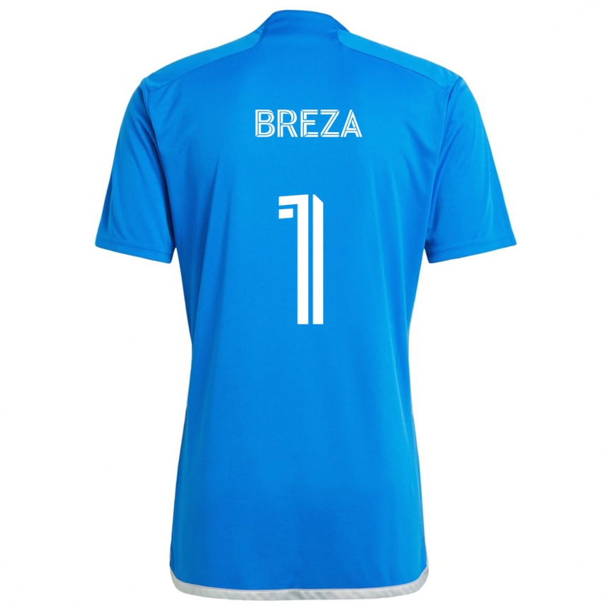 Kids Football Sebastian Breza #1 Blue White Home Jersey 2024/25 T-Shirt