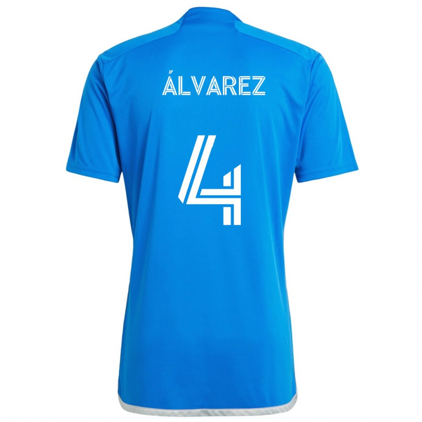 Kids Football Fernando Álvarez #4 Blue White Home Jersey 2024/25 T-Shirt