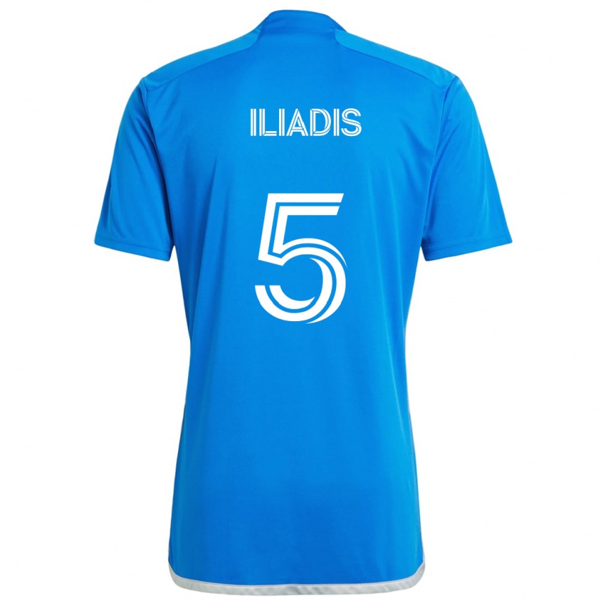 Kids Football Ilias Iliadis #5 Blue White Home Jersey 2024/25 T-Shirt