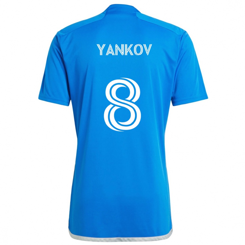 Kids Football Dominik Yankov #8 Blue White Home Jersey 2024/25 T-Shirt